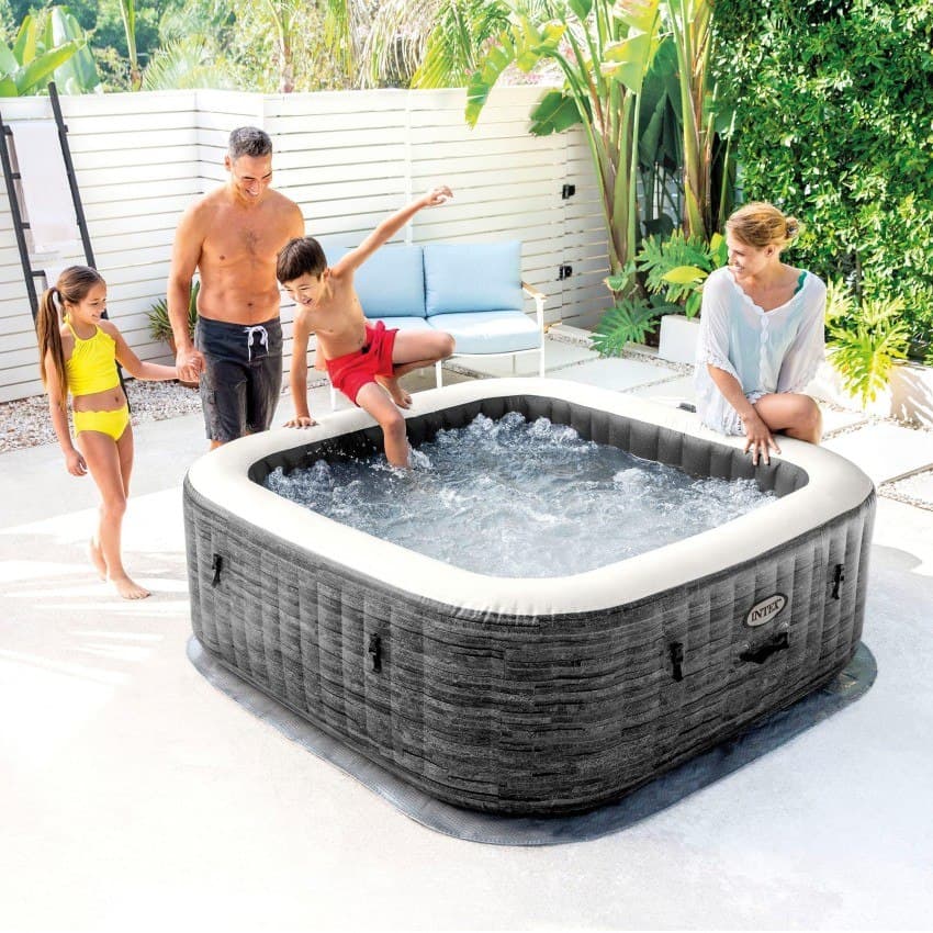 Intex PureSpa Greystone Deluxe 4 person square inflatable hot tub