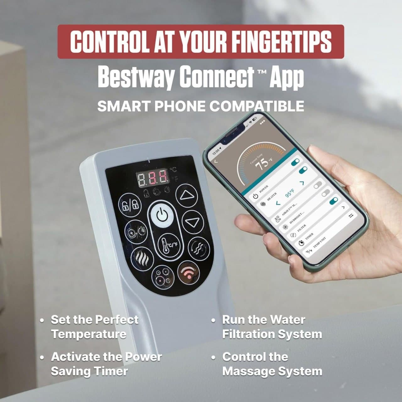 Coleman Sicily 5 to 7 person round inflatable hot tub with app control