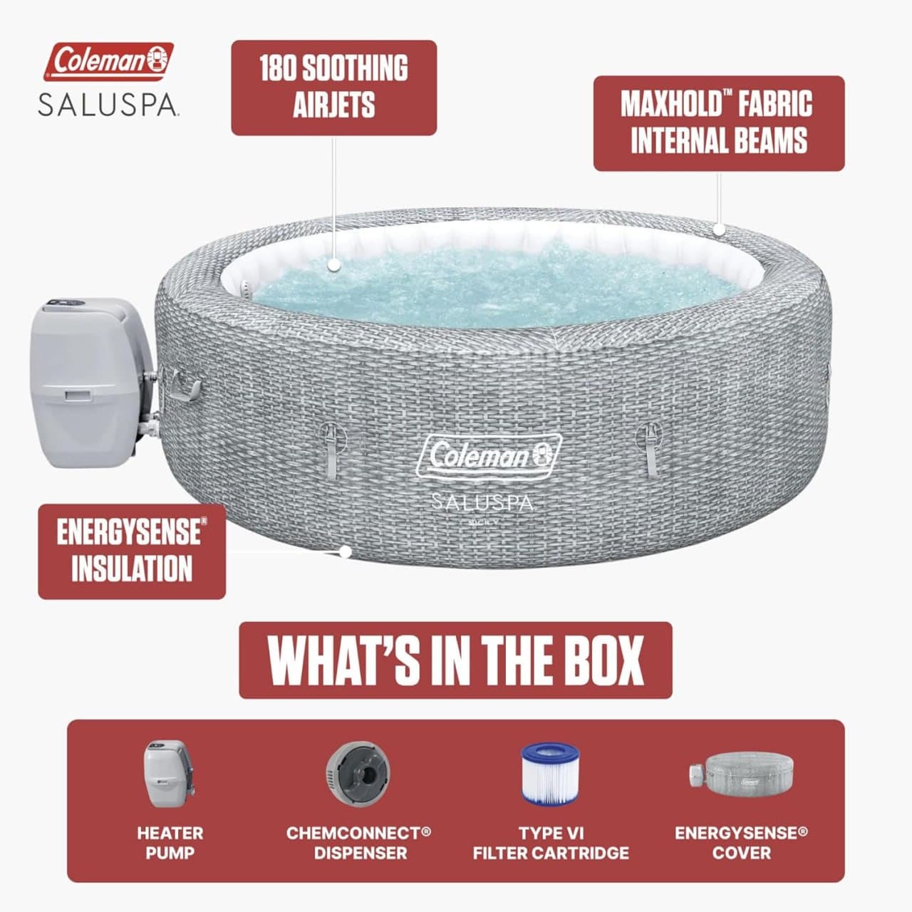 Coleman Sicily large inflatable hot tub